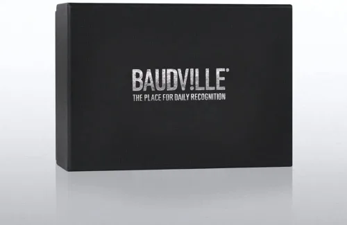 Vista 2 de Baudville Trofeo grabado – Cristal – Azul en la base – Premio para empleados – Grabado personalizado – Viene en caja de regalo