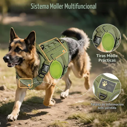 Vista 6 de VavoPaw Arnés táctico resistente para perros pequeños, arnés ajustable sin tirones para mascotas, arnés reflectante de servicio de entrenamiento