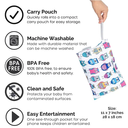 Vista 5 de Suessie Funda para carrito de compras y funda para silla alta con almohada de apoyo de cojín (búhos con cojín)