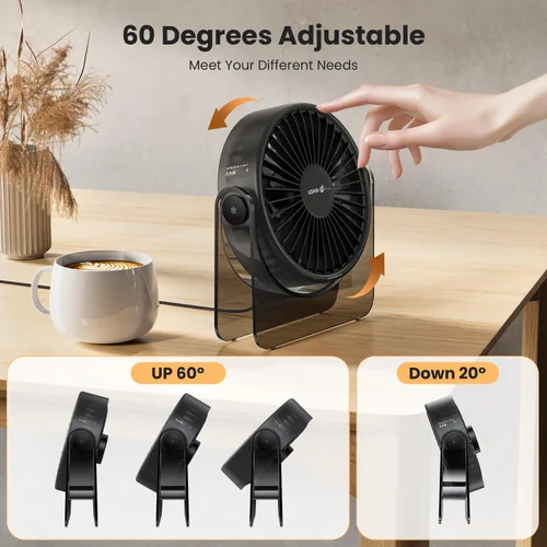 Vista 8 de WSKEN Ventilador de escritorio pequeño USB, diseño estético, mini pero potente, portátil, ultra silencioso, ventilador personal de escritorio de 3