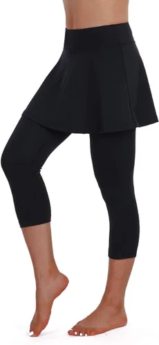 Vista 2 de ANIVIVO Women Tennis Skirted Leggings with Pockets, Capris Yoga Leggings with Skirts&Tennis Pickleball Clothing