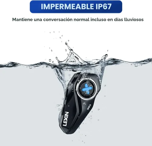 Vista 6 de LEXIN G2P Auriculares Bluetooth para Casco de Motocicleta, Sistemas de Comunicación de Intercomunicación en Grupo, Radio FM/ 6