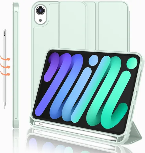 Vista 42 de iMieet Funda para iPad mini 7 2024 (A17 Pro), iPad mini 6 (8.3 pulgadas, modelo 2021), iPad mini 7ª/6ª generación con soporte para lápices, funda