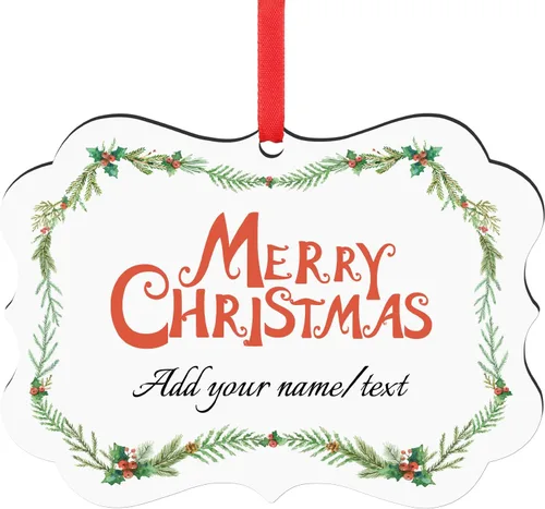 Vista 12 de Paquete de 4 adornos de Navidad personalizados 2025 de cerámica personalizada con foto y texto para decoración de árbol de Navidad, primera Navidad