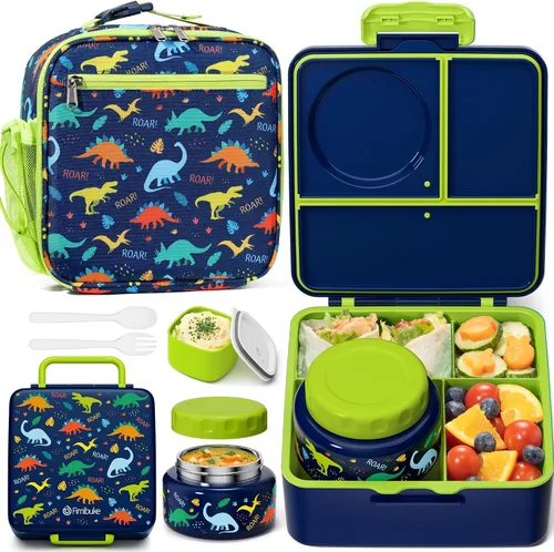 Vista 11 de Fimibuke Lonchera Bento para niños con tarro de comida, caja Bento a prueba de fugas con tarro de comida aislado de 8.5 onzas, bolsa de almuerzo