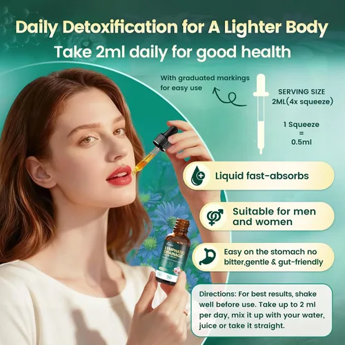 Vista 7 de 21-in-1 Lymphatic Drainage Supplements Drops, Immune & Lymph System Support Liposome Technology, Increase Absorption Rate with Echinacea