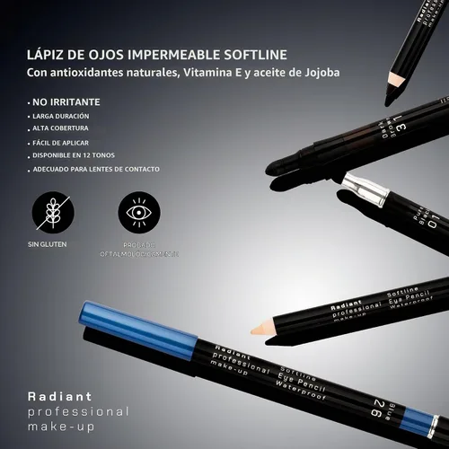 Vista 7 de Radiant Professional Softline Lápiz de ojos impermeable con herramienta de manchas – Forro de larga duración debajo de los ojos para mujeres