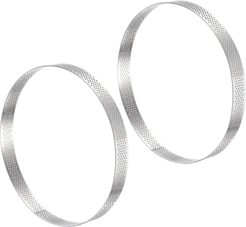 Vista 9 de uxcell 2 anillos de acero inoxidable para hornear, anillo perforado de mousse para hornear, resistente al calor, 1.7 pulgadas de diámetro, 0.8