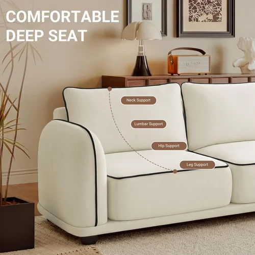 Vista 3 de Sofá modular en forma de L de 104 pulgadas, cómodo sofá de felpilla de nube de 4 plazas con otomana móvil y 3 almohadas traseras, cómodo sofá
