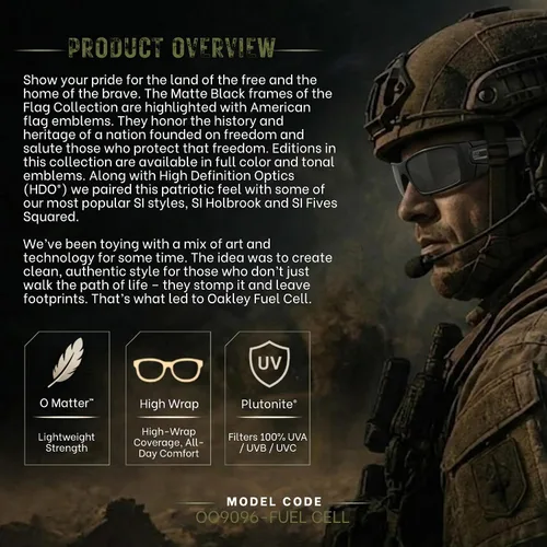 Vista 5 de Oakley Standard Issue SI FUEL CELL USA FLAG Collection Sunglasses With Kit Marco negro mate Lente gris