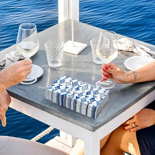 Vista 5 de 80 servilletas de papel desechables de peces oceánicos de acuarela azul, servilletas de papel decorativas para cena, toalla de mano para verano