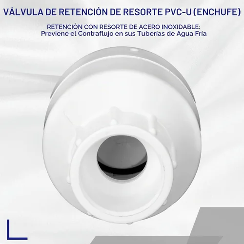 Vista 3 de Geetery Válvula de Retención en Línea de PVC Conexiones con Solvente Plástico Blanco Prevención de Reflujo Accesorios de Tubería Check Socket
