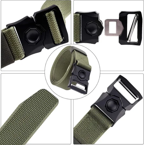Vista 3 de Sportmusies Cinturón táctico para hombre, cinturón de nailon con hebilla de liberación rápida resistente