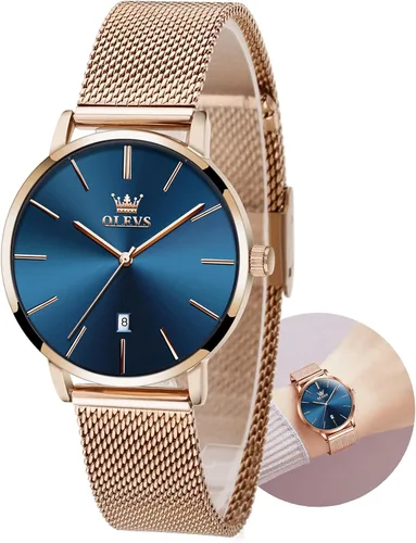 Vista 14 de OLEVS Reloj para mujer con malla, relojes analógicos de cuarzo para mujer con fecha, relojes clásicos de vestir para mujer, reloj de pulsera