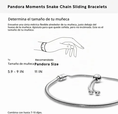 Vista 8 de PANDORA Jewelry Moments Slider - Pulsera de circonita cúbica con dije de serpiente en plata de ley