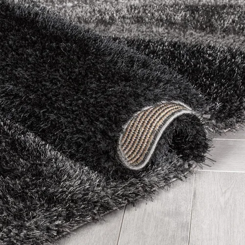 Vista 6 de Well Woven Luze - Alfombra geométrica de felpa suave y gruesa con textura 3D, color negro, 2 x 7 pies (2 pies 3 pulgadas x 7 pies 3 pulgadas)
