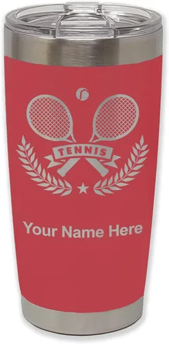 Vista 21 de LaserGram Personalized 20oz Tumbler, Tennis Rackets (Black) Engraved Gift for Tennis Players, Vacuum Insulated Stainless Steel, Laser Engraved