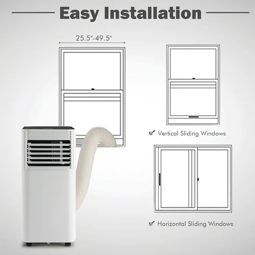 Vista 6 de PETSITE Aire acondicionado portátil, unidad de enfriamiento de CA de 8000 BTU para habitación, unidad de CA 3 en 1 con enfriador de aire, ventilador