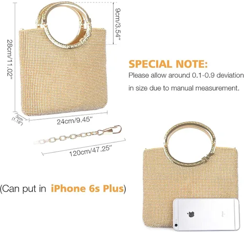 Vista 3 de LIFEWISH Bolsos de noche con diamantes de imitación de cristal para mujer bolsos de mano brillantes para graduación cóctel fiesta boda