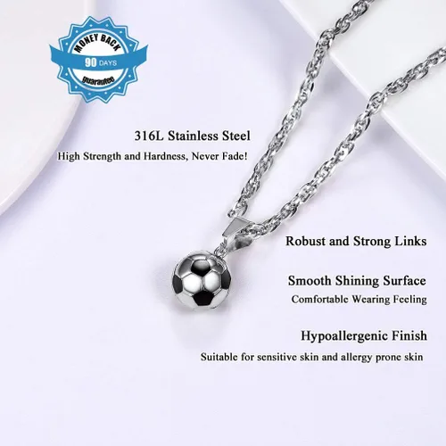 Vista 6 de PROSTEEL Collar con dije de fútbol 3D de acero inoxidable para fútbol baloncesto unisex joyería para niños niñas mujeres regalo para fanáticos