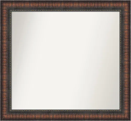 Vista 170 de Amanti Art Espejo de baño marrón para sobre el fregadero, 24 x 24 pulgadas, espejo de tocador cuadrado marrón Caleb, marco de madera rústica