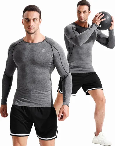 Vista 8 de Neleus - Camisas de compresión de manga larga para hombre, para ejercitarte, correr, 3 u.