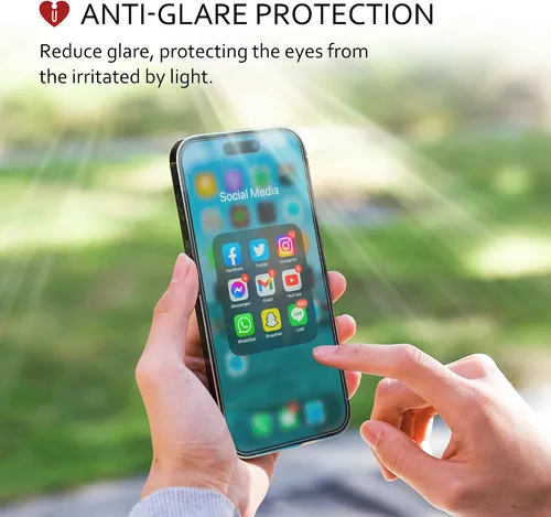 Vista 2 de iCarez Protector de pantalla mate antideslumbrante HD para iPhone 15 Plus de 6.7 pulgadas (paquete de 3) (compatible con fundas) de alta calidad