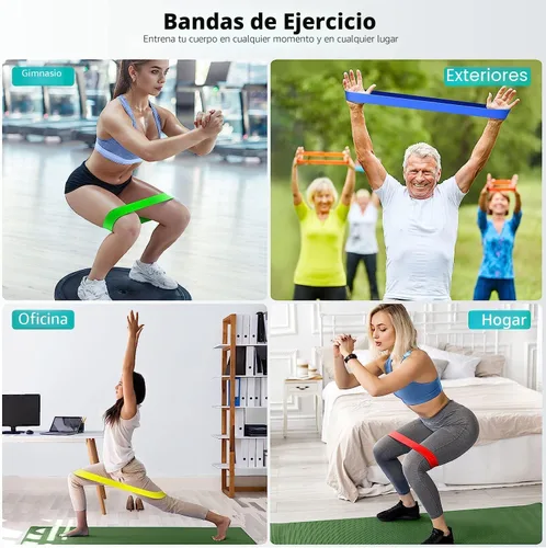 Vista 3 de Resistance Bands for Working Out, 5-Pack Elastic Exercise Bands for Strength Training, Stretching, Workout; Home Gym Equipment for Women Men