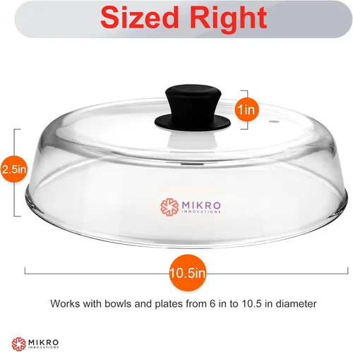 Vista 3 de Cubierta de vidrio para salpicaduras de microondas para plato de alimentos, resistente protector de salpicaduras de vidrio de borosilicato