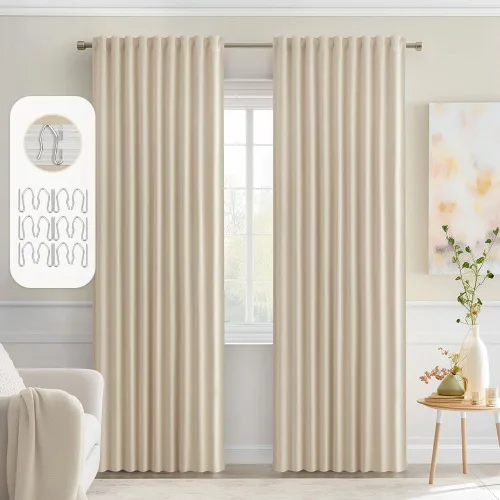 Vista 20 de MIULEE Cortinas opacas con pestaña trasera de 63 pulgadas de largo, juego de 2 paneles para sala de estar, dormitorio, privacidad, bolsillo