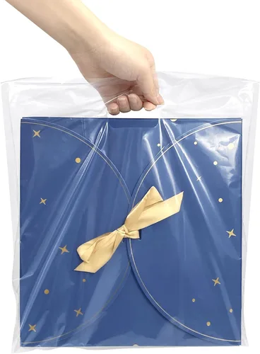 Vista 7 de LazyMe Bolsas transparentes para mercancía con asas troqueladas, 11 x 15 pulgadas, 100