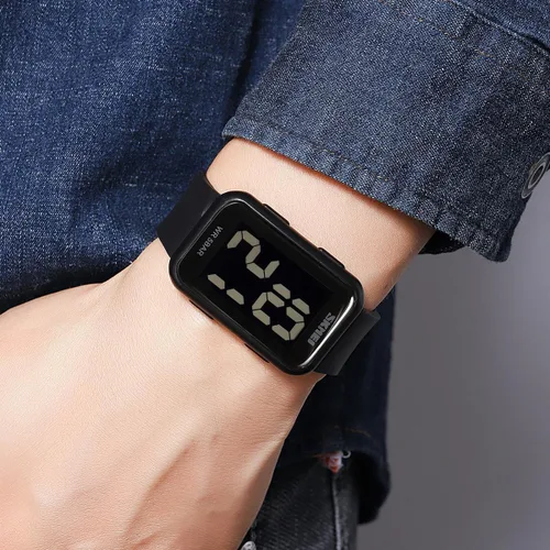 Vista 2 de Reloj digital para hombre, pantalla grande, relojes impermeables Todo negro