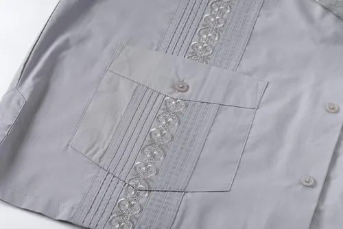 Vista 8 de Camisas de manga corta para hombre de Guayabera con botones para la playa cubana