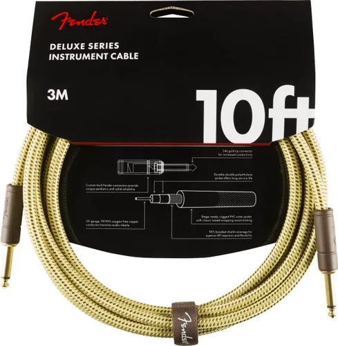 Vista 6 de Fender Cable de instrumentos de la serie Deluxe, recto/recto, Tweed, 18.6 pies