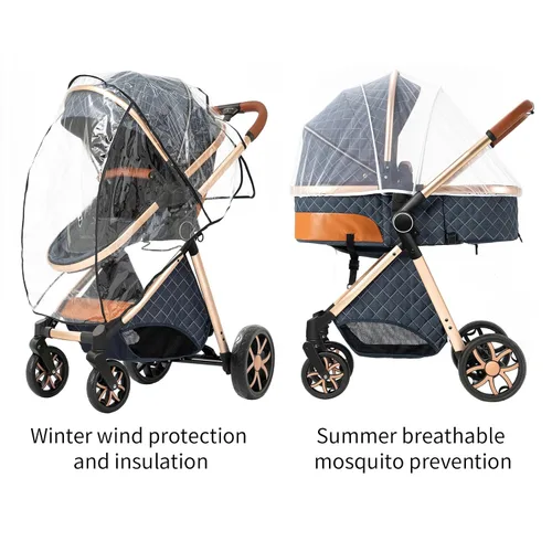 Vista 8 de Cochecito de bebé 2 en 1 con modo moisés, cochecito reversible, plegable con un solo clic, cochecito de viaje para recién nacido, cochecito