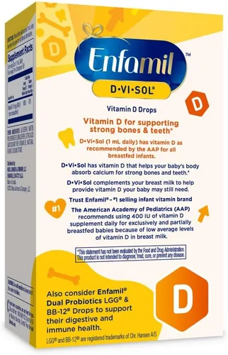 Vista 7 de Enfamil D-Vi-Sol Suplemento líquido de vitamina D gotas para bebés, apoyo a dientes y huesos fuertes en bebés recién nacidos, fácil de usar, sin