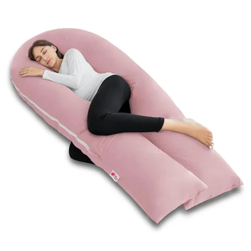Vista 16 de Meiz - Almohadas de embarazo refrescantes para dormir, almohada corporal de maternidad para mujer embarazada, en forma de U, con funda de jersey