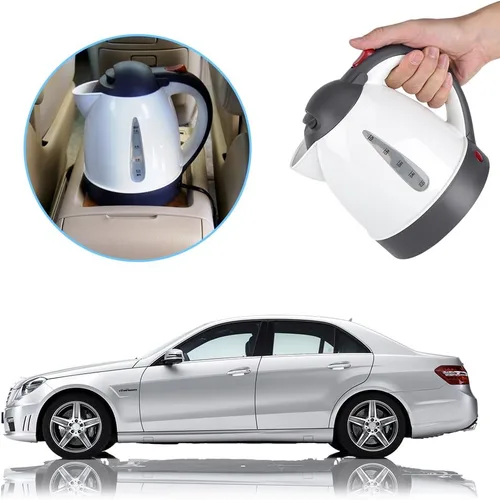 Vista 4 de Fdit Hervidor eléctrico portátil para automóvil, viaje por carretera, encendedor de cigarrillos DC12V/24V agua calentada, té, café, caldera, apagado