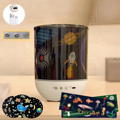 Vista 3 de Colorful Life Proyector dinámico de galaxia de luz nocturna para niños, luz musical, lámpara espacial giratoria con proyección animada, versión