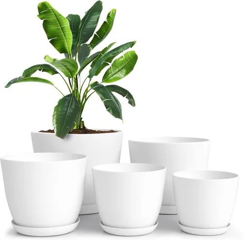 Vista 20 de Utopia Home - Macetas de Interior con Drenaje - Macetas de Flores de 7/6.6/6/5.3/4.8 Pulgadas para Plantas de Interior - Juego de 5 Macetas