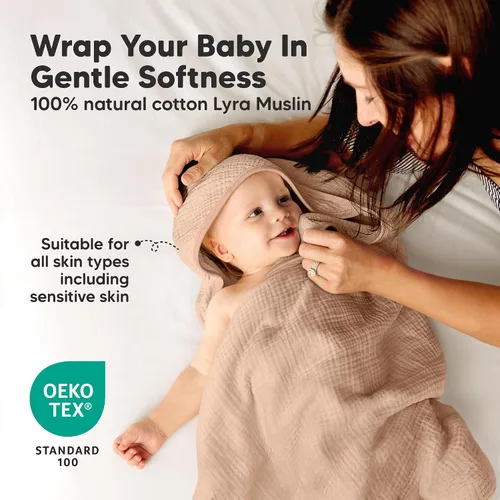 Vista 2 de KeaBabies Toallas de muselina con capucha para bebés y niñas recién nacidas, paquete de 2, toallas de baño de algodón orgánico de 30 x 30 pulgadas