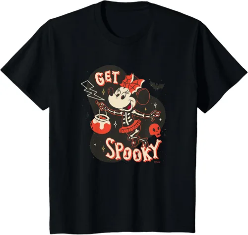 Vista 43 de Disney Disfraz de esqueleto de Minnie Mouse para Halloween, camiseta espeluznante Negro