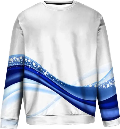 Vista 4 de Big and Tall Tshirts Shirts for Men Graphic Electric Wave Print Tee Causal Long Sleeve Pullover Loose Sweatshirts