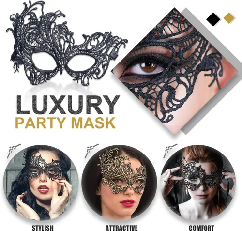 Vista 4 de Máscara de mascarada para hombre, máscara de encaje para pareja, máscara veneciana griega romana para fiesta de disfraces de Halloween