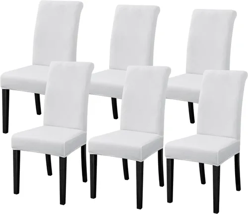 Vista 26 de FORCHEER Juego de 4 fundas para sillas de comedor para comedor, fundas elásticas para sillas de comedor y cocina, lavables y extraíbles