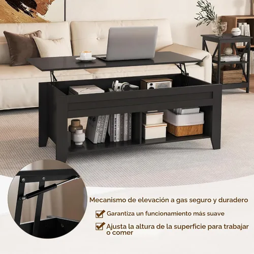Vista 5 de Yaheetech Mesa auxiliar elevable de 39.5 pulgadas con estante