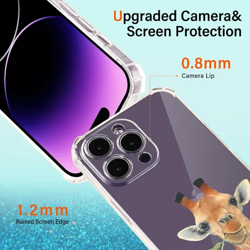Vista 4 de Roemary Funda de jirafa para iPhone 7/8/SE 2020 con diseño floral de jirafa, patrón floral con protector de pantalla