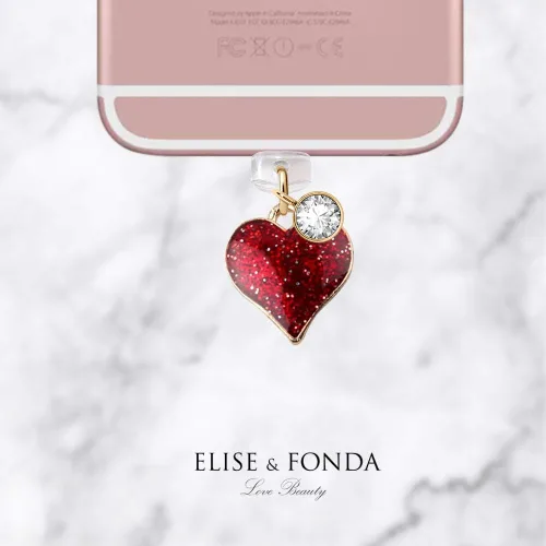 Vista 3 de ELISE & FONDA CP139 Puerto de carga USB Anti Polvo Plug Little Heart Love Colgante Colgante Teléfono Charm para iPhone 11/XS MAX/XR/X/8