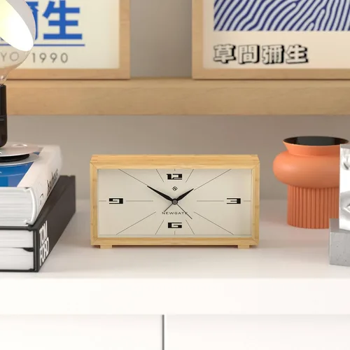 Vista 2 de NEWGATE® Lemur - Reloj despertador Diseño rectangular Funda de bambú Ideal para mesita de noche, escritorio o estante Moderno accesorio
