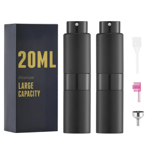 Vista 18 de Botella de perfume de viaje recargable 0.7 fl oz, atomizador de spray de colonia grande, negro